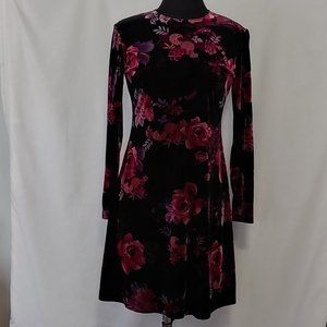 Stretch Black Suede Flowerete Dress